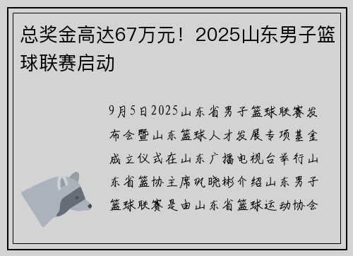 总奖金高达67万元！2025山东男子篮球联赛启动
